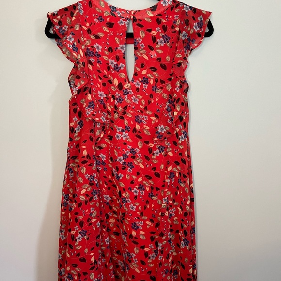 Red Floral Ruffle Mini Dress - Small - Picture 4 of 4